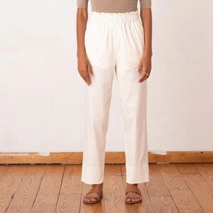 NWOT Aday Kick Back Pants Cream Stretch Linen Business Casual Women’s Size Large